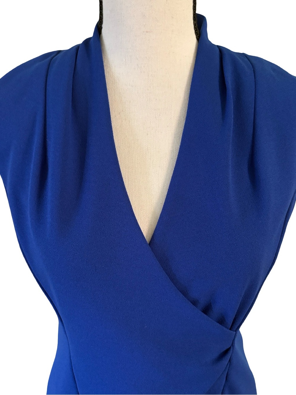 Calvin Klein Women's Royal Scuba Knit Stretch Blue Ruched Sheath Dress Size 8 - Picture 7 of 11
